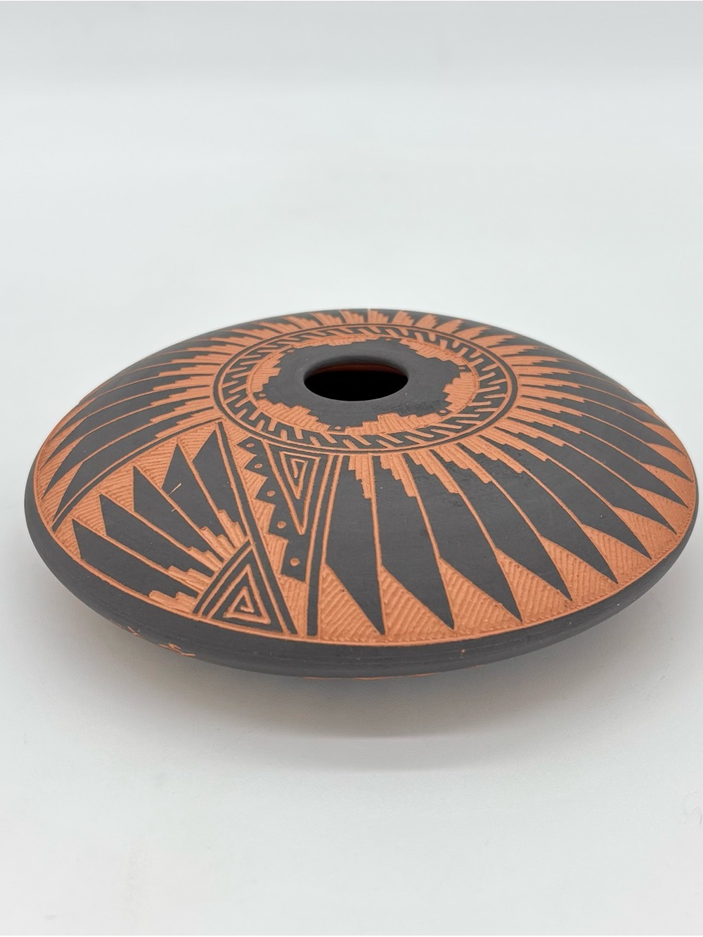 Native American Pottery Seed Pot Vase Southwestern Etched Signed J Pinto Boho